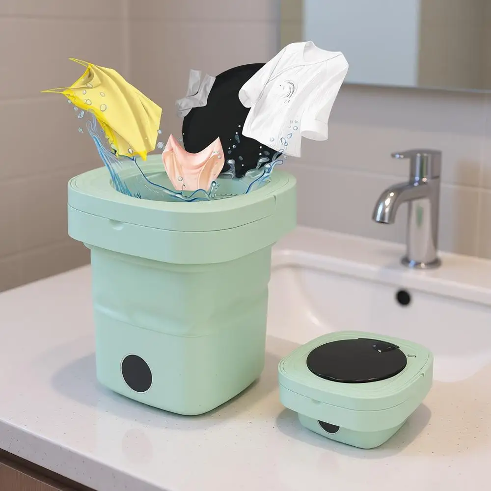 

Мини-портативная стиральная машина, стиральная машина объемом 9 л с 3 режимами, идеально подходит для детской одежды, нижнего белья, носков, компактный дизайн