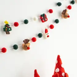 Kawaii Felt Christmas Banner Hanging Bunting Merry Christmas Christmas Ornaments Reusable Xmas Decorations