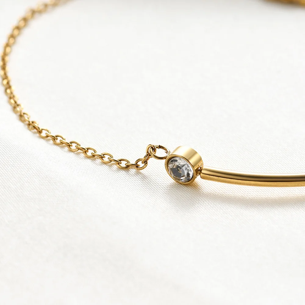 Niche personality simple everything stainless steel gold inset zircon chain bracelet for ladies Valentine\'s Day gift jewelry