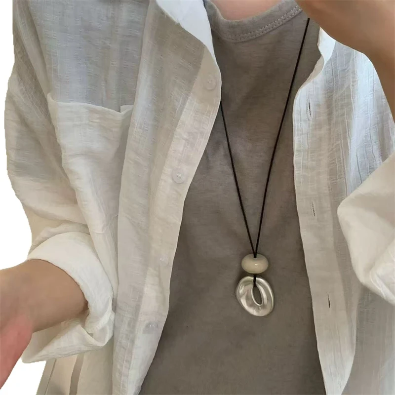 Irregular Pendant Jewelry For Women Exquisite Simple Rope Chain Long Necklace Adjustable Casual Versatile Accessories_maomaolike.com