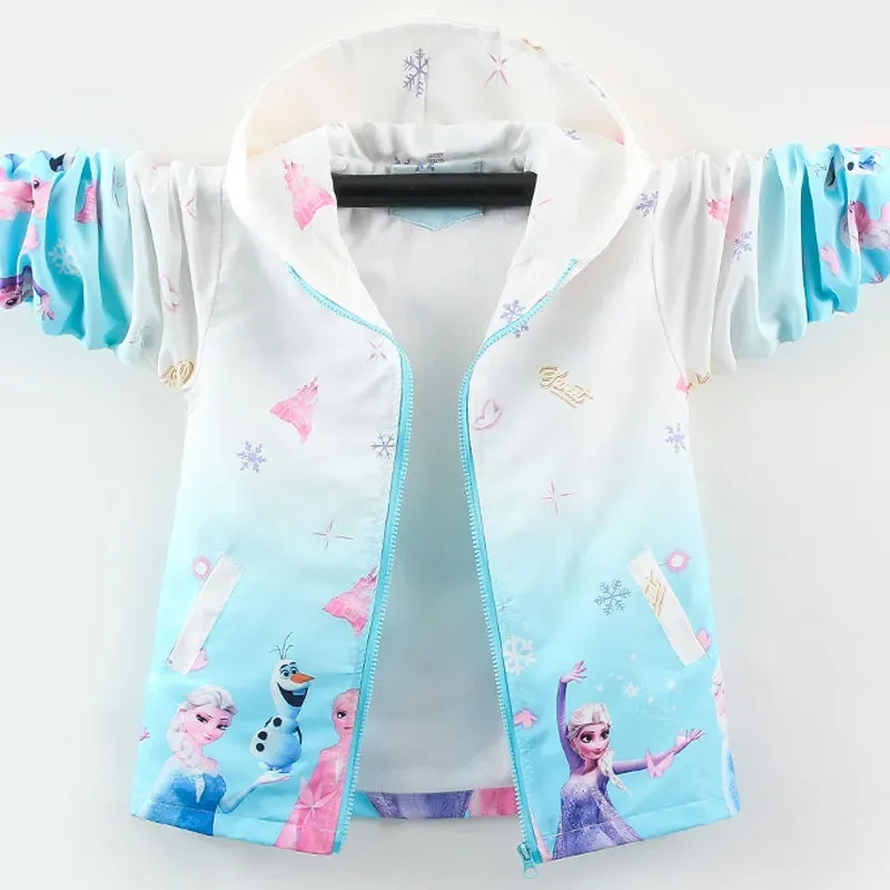 Frozen Girls Spring Autumn Jacket 2024 New Teen Kids Fashion Elsa Princess Zipper Long Sleeve Clothes Coats Children Outerwear