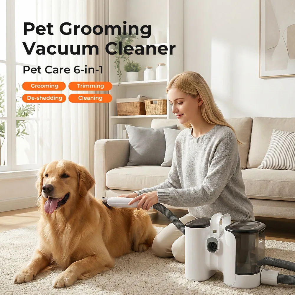 Pet Grooming Vacuum Kit 5 in 1 Dog Cat Clipper Shedding Brush Dryer All in One