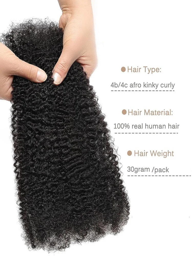 30gram Afro Kinky Curly Bulk Human Hair For Braid Twists Curly Hair Extension Create Dreadlocks
