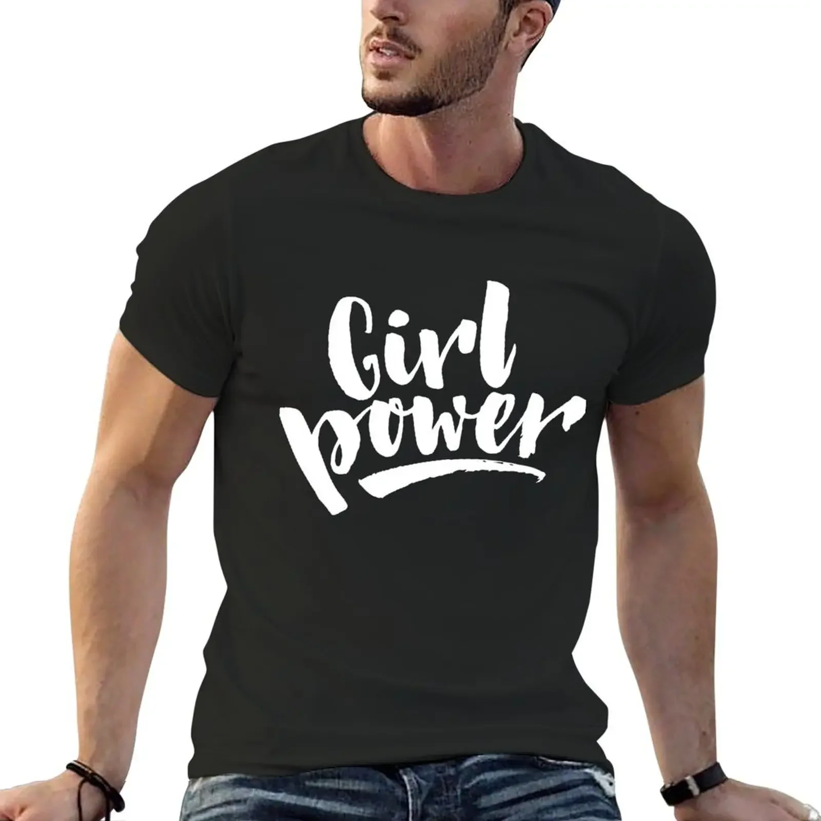 Girl power T-Shirt vintage anime shirt sports fans plain men t shirts high quality