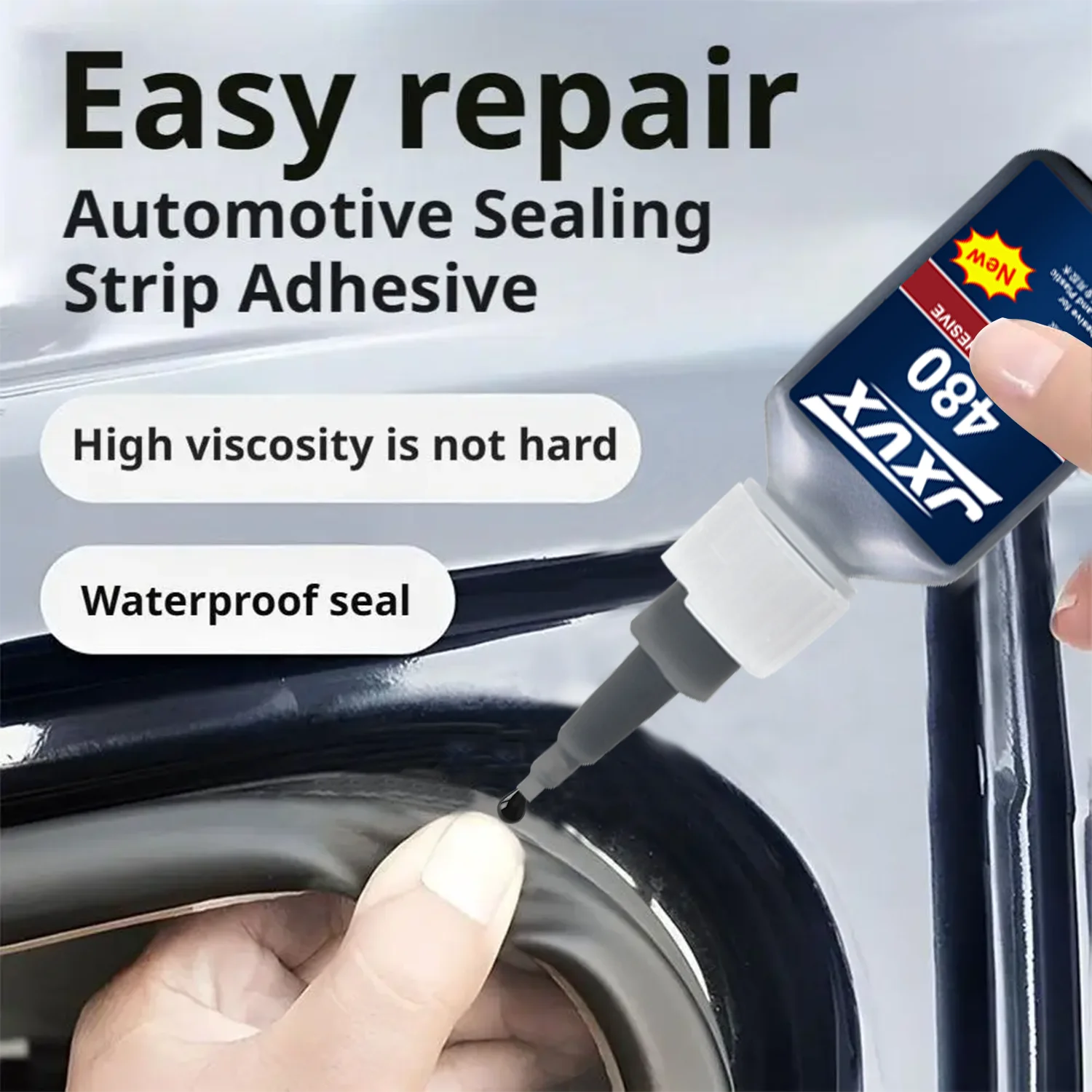 For Automotive 480 Super Strong Glue Black Instant Quick-drying Black Cyanoacrylate Thick Adhesive Specially Formulated for Rubber, Leather, Tires, and Plastics Strong Bond Liquid Glue Tool With precision dispenser 6pc