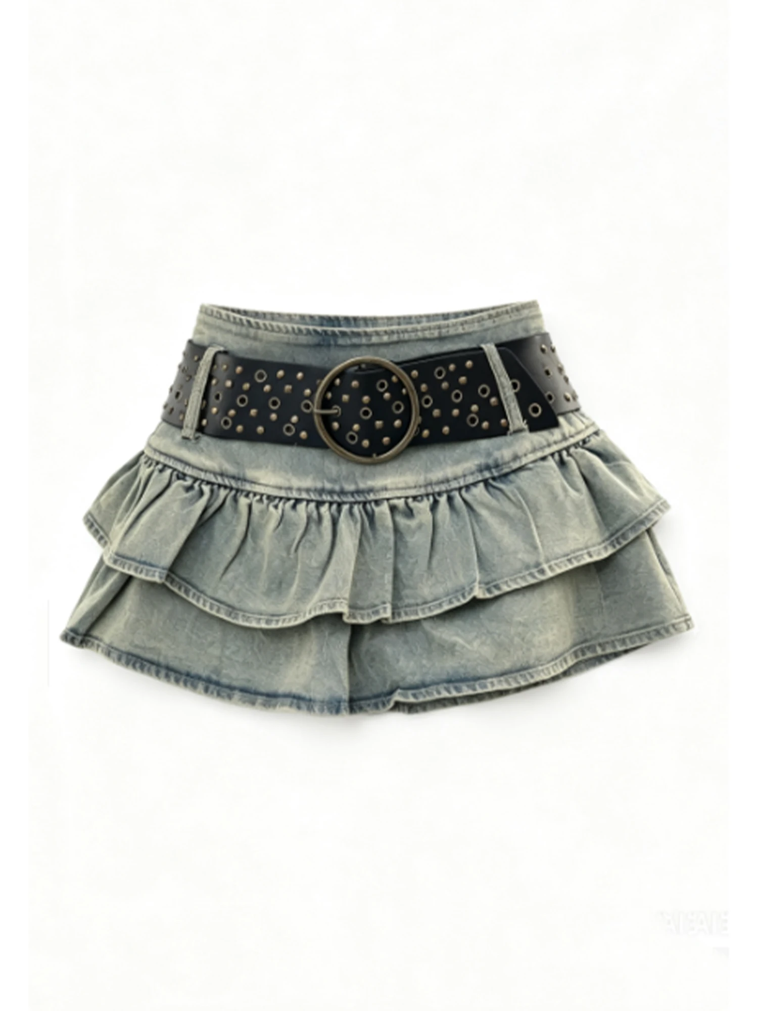 

Women's Denim Skirt Y2K Gyaru Vintage Cowboy Skirt Korean Style High Waist A-line Mini Pleated Jean Skirt for Women Summer 2026