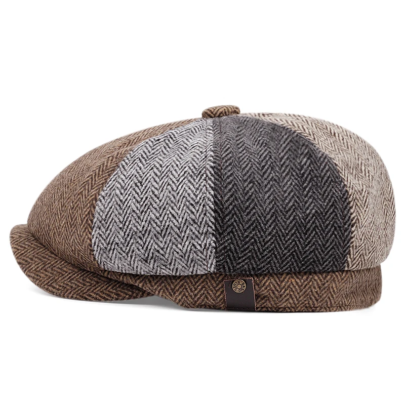 2023 Cotton Fashion Beret Men Spliced Color Fashion Women Newsboy Hat Elastic Outdoor Retro Art Octagon Cap