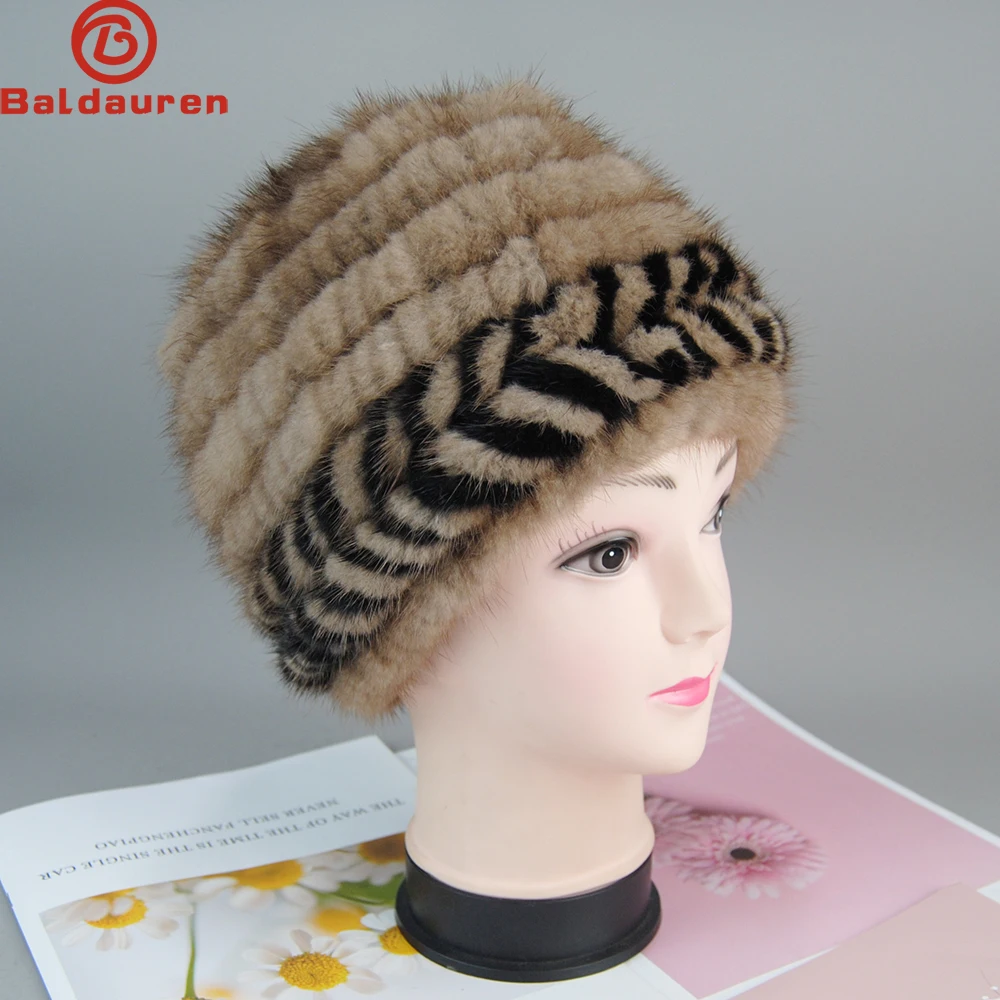 

2024 New Style Russia Women Hot Sale Winter Real Mink Fur Hat Women Warm Genuine Real Fur Hat Good Elastic Knitted Mink Fur Caps