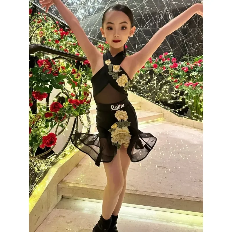 Vestido de baile latino para mujer, ropa de escenario para niña, vestido para niño, ropa para baile, conjunto dividido, camisa de baile, minivestido para niña latina