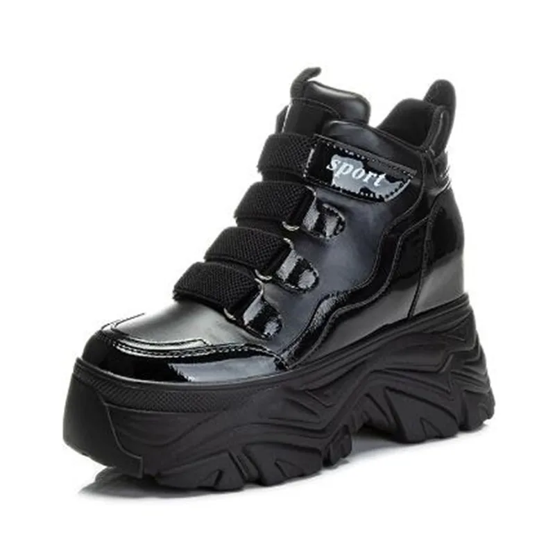 

Ботильоны из натуральной кожи 8 см, женские короткие ботинки на высокой платформе, новинка 2025 года, осенне-зимние теплые плюшевые зимние туфли на танкетке, кроссовки