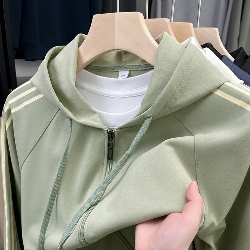 الراقية الأمريكية الوزن الثقيل البلوز البلوز سترة الرجال الربيع/الخريف العلامة التجارية الجديدة العصرية فضفاضة مقنعين رداء علوي غير رسمي