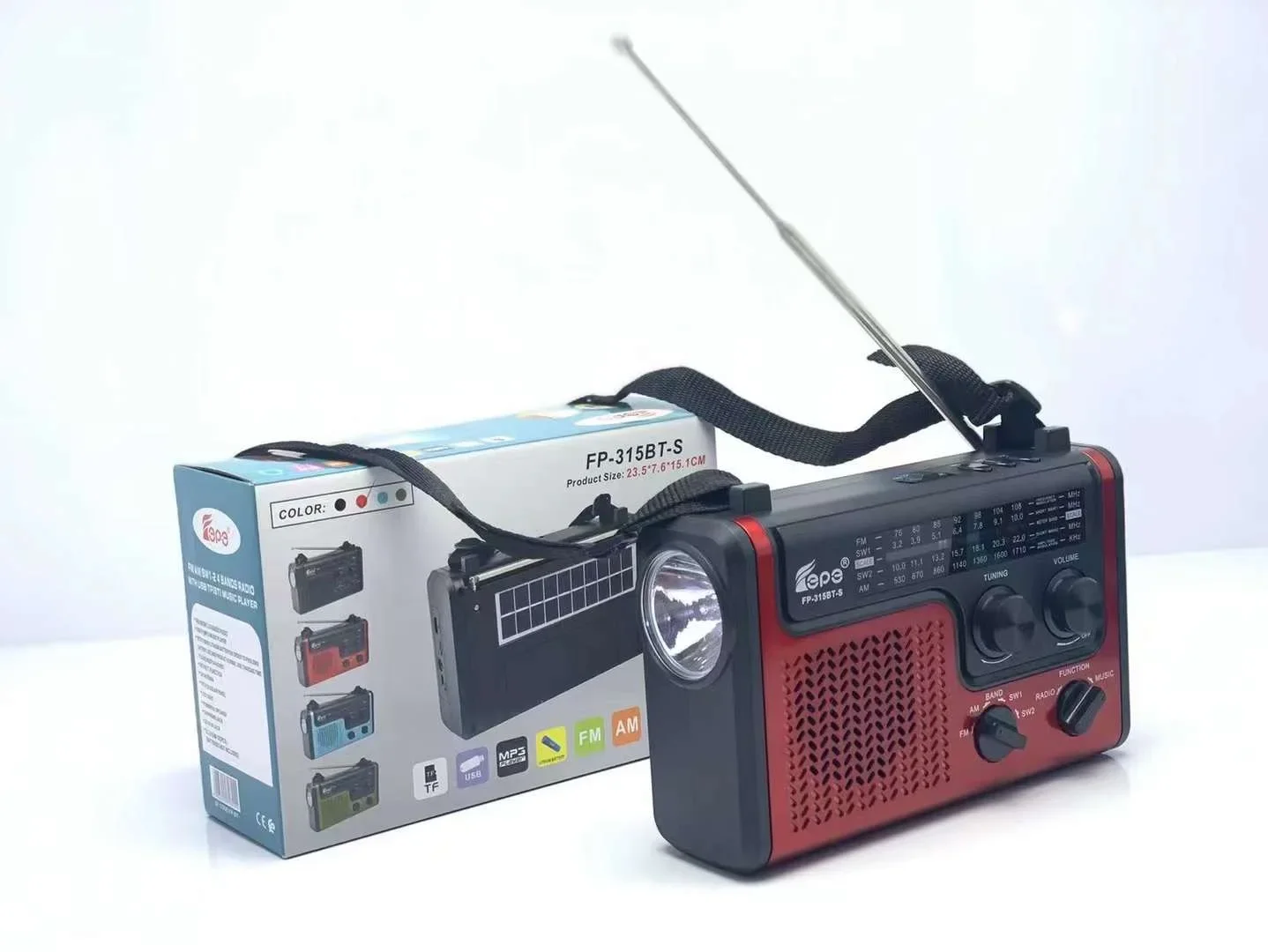 FEPE FP-315BT-S Emergency Solar Hand Crank Dynamo Noaa Weather Band Radio With Flashlight