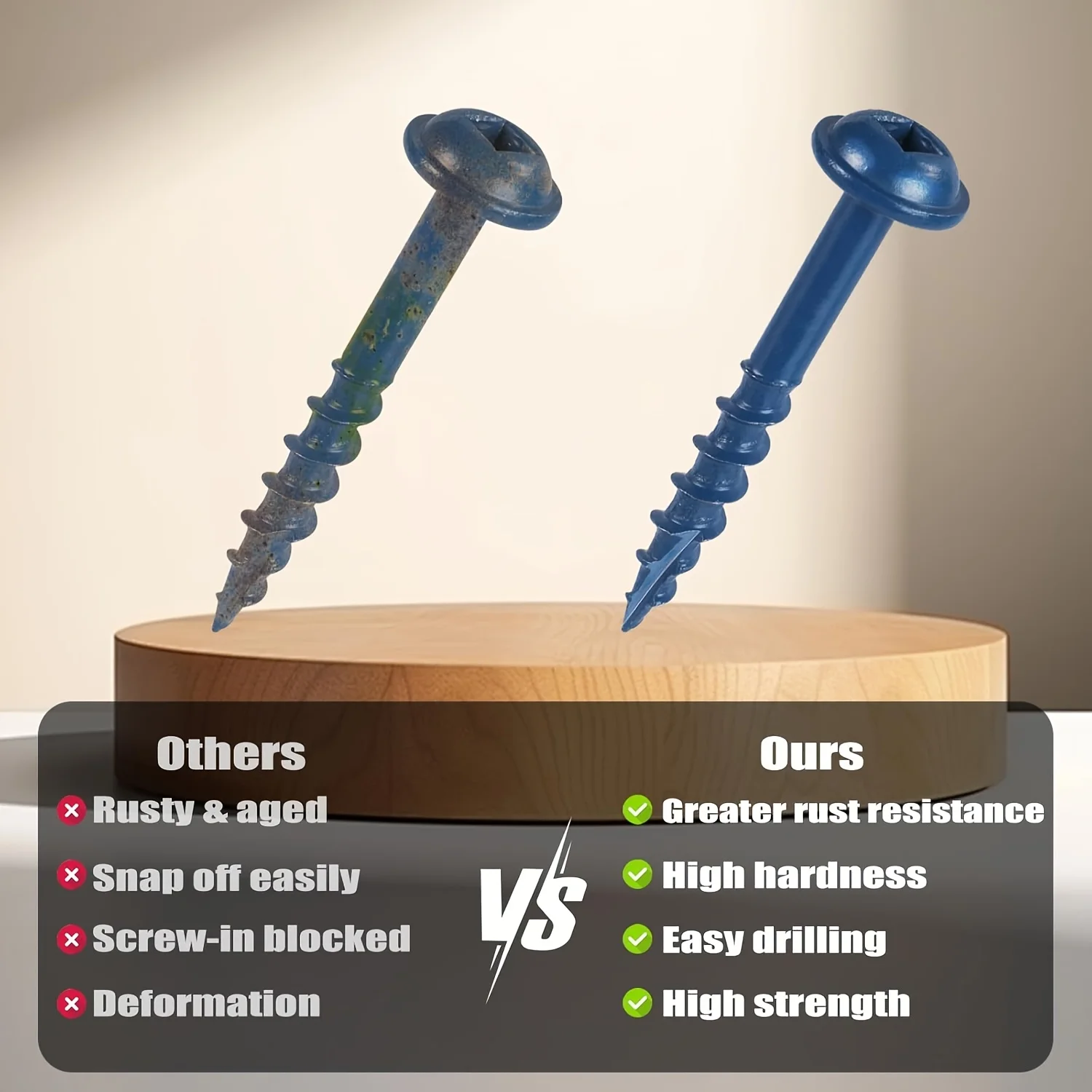 1 inch to 2-1/2 inch square hole screws, 80-160Pcs square hole screws#8 x 1 to 2-1/2 blue coated wood screws on the outside