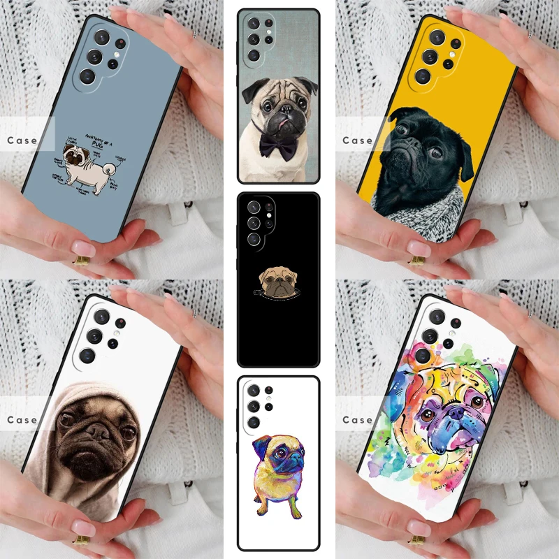 Cute Pug Dog TPU Phone Case for Samsung Galaxy S26 S25 S24 S23 S22 S21 S20 Note10 Plus FE Ultra Cover