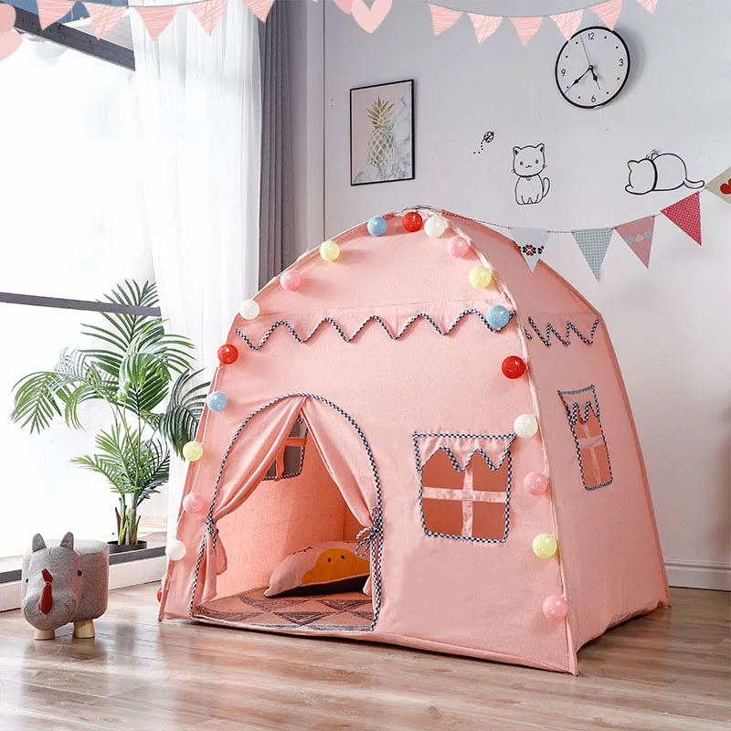 Grote Katoenen Kindertent Wigwam Kids Play House Indoor Outdoor Camping Huis Jongens Meisjes Draagbare Kasteel Tenten Cadeau Decor