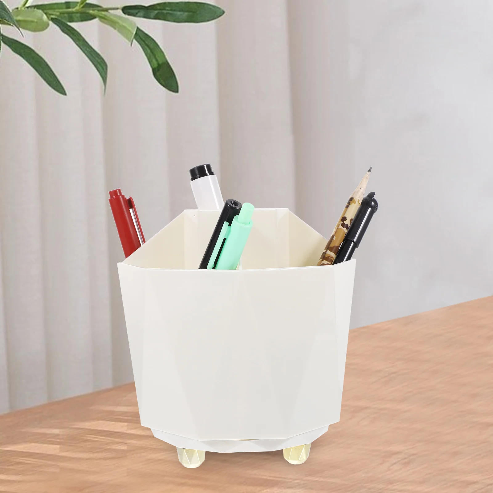 

360 Degree Rotating Makeup Brush Holder Abs Pp Material Smooth Surface Desktop Storage Cup Pen Lipstick Organizer