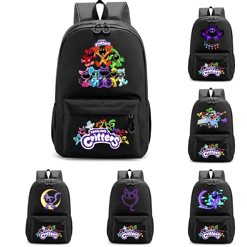 Game Smiling Critters Backpacks Black Book Bags Kids Back To School Bookbags Men Women Travel Laptop Back Pack Rucksack Large