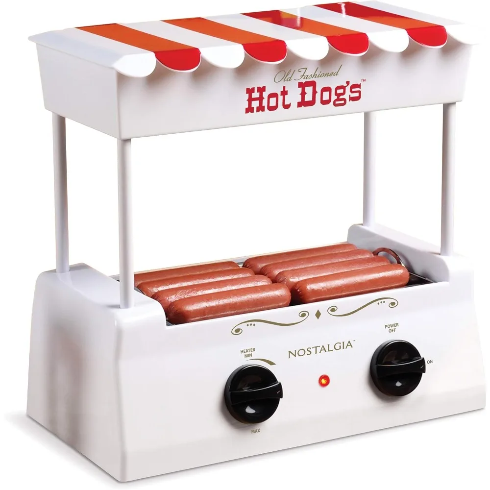 Countertop Hot Dog Warmer 8 Regular Sized, 4 Foot Long and 6 Bun Capacity, Stainless Steel Rollers, Perfect for Breakfast