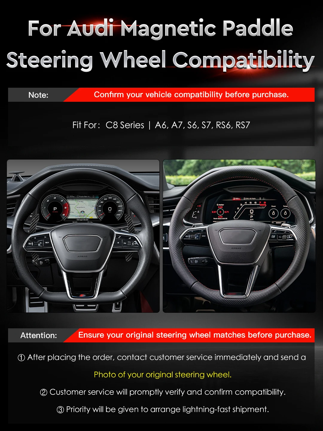 TDD Carbon Fiber Steering Wheel Magnetic Shift Paddle for Audi C8 A6 A7 S6 S7 RS6 RS7 New Multi Color Shift Paddles