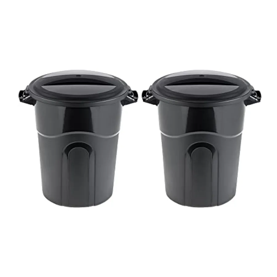 

United Solution Round Waste Container,,Easy to Carry Garbage Can with Sturdy Construction, Pass-Through Handles and Attachable