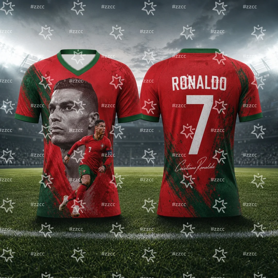 2026 Cristiano Ronaldo No. 7 Football Jersey Portugal fan gifts Summer Sports Men's T-Shirt Children's Clothing Tee Y2k Woman ﻿