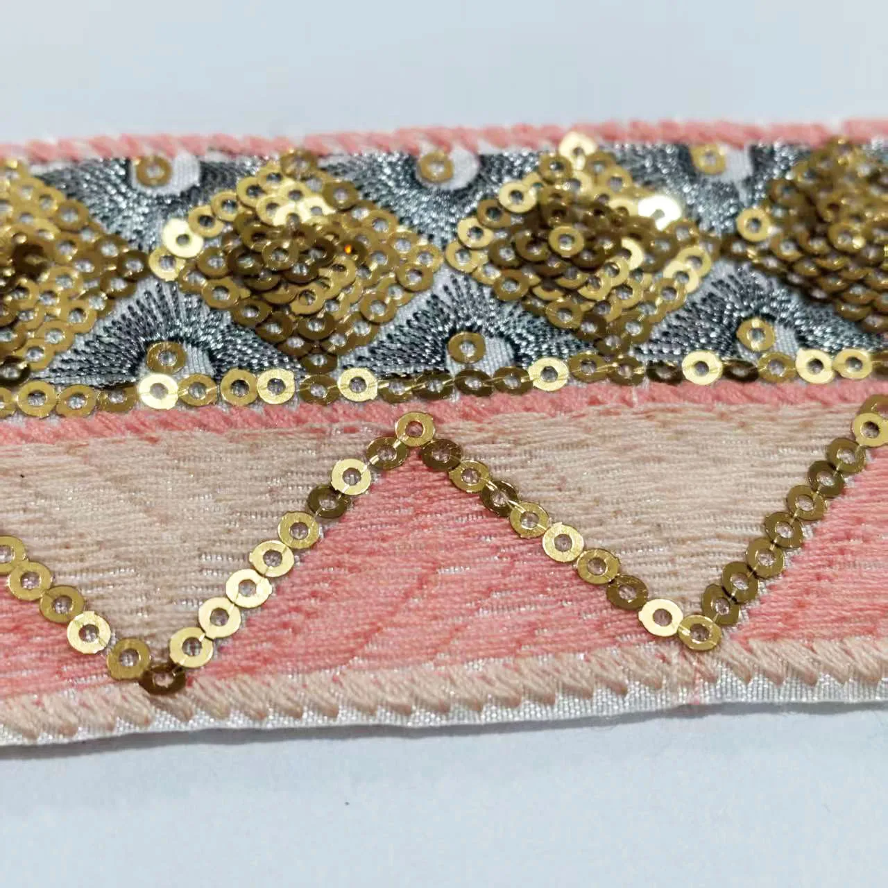 

GAFABRIC 5cm Wide Ethnic Gold Sequins Lace Ribbons For Clothing Decorative Embroidered Lace Trims DIY Sewing Accessories