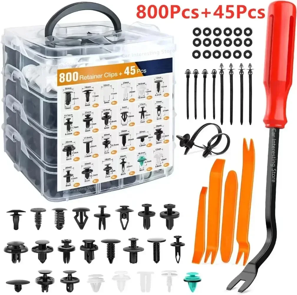 800pcs-100Pcs Car Fastener Clip Kit Fender Rivet Plastic Clips Auto Body Push Retainer Pin Rivet Bumper Door Trim Panel Repair image 2