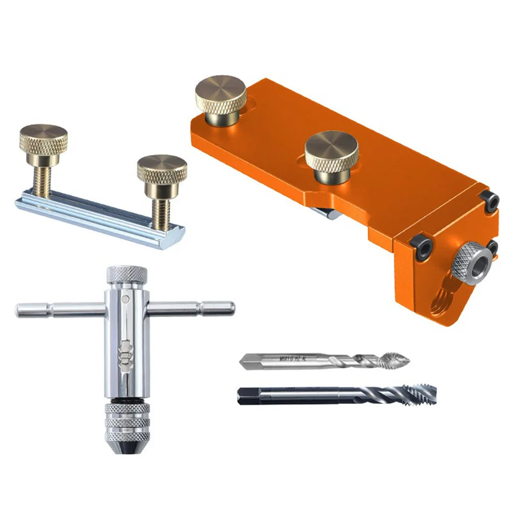 Metal Drill Guide for Aluminum Profile Extrusion with Adjustable Stop and Positioning Jig for Accurate Tapping