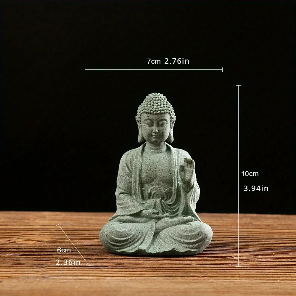 Zen Buddha-Statue Ornamente Aquarium Felsenlandschaft Bonsai Fließendes Wasser Figur Mikro-Landschaft Dekoration Grüner Sandstein Kleine Handwerkskunst – Detail 2