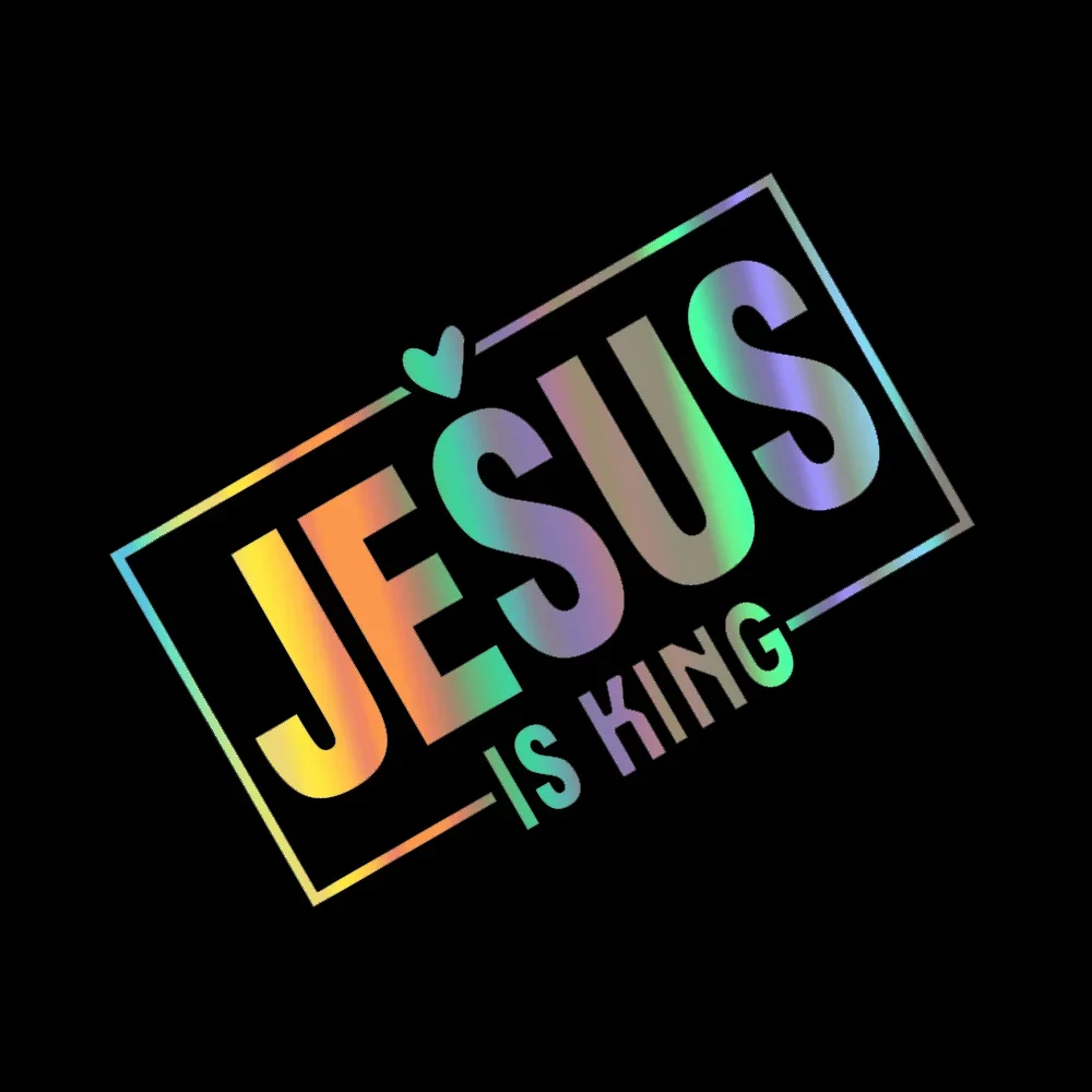 

15x9.4cm Jesus Is King Laser Car Stickers Auto Vinyl Film Decals For Car Bumper Windows Motorcycle Walls Car Accessories