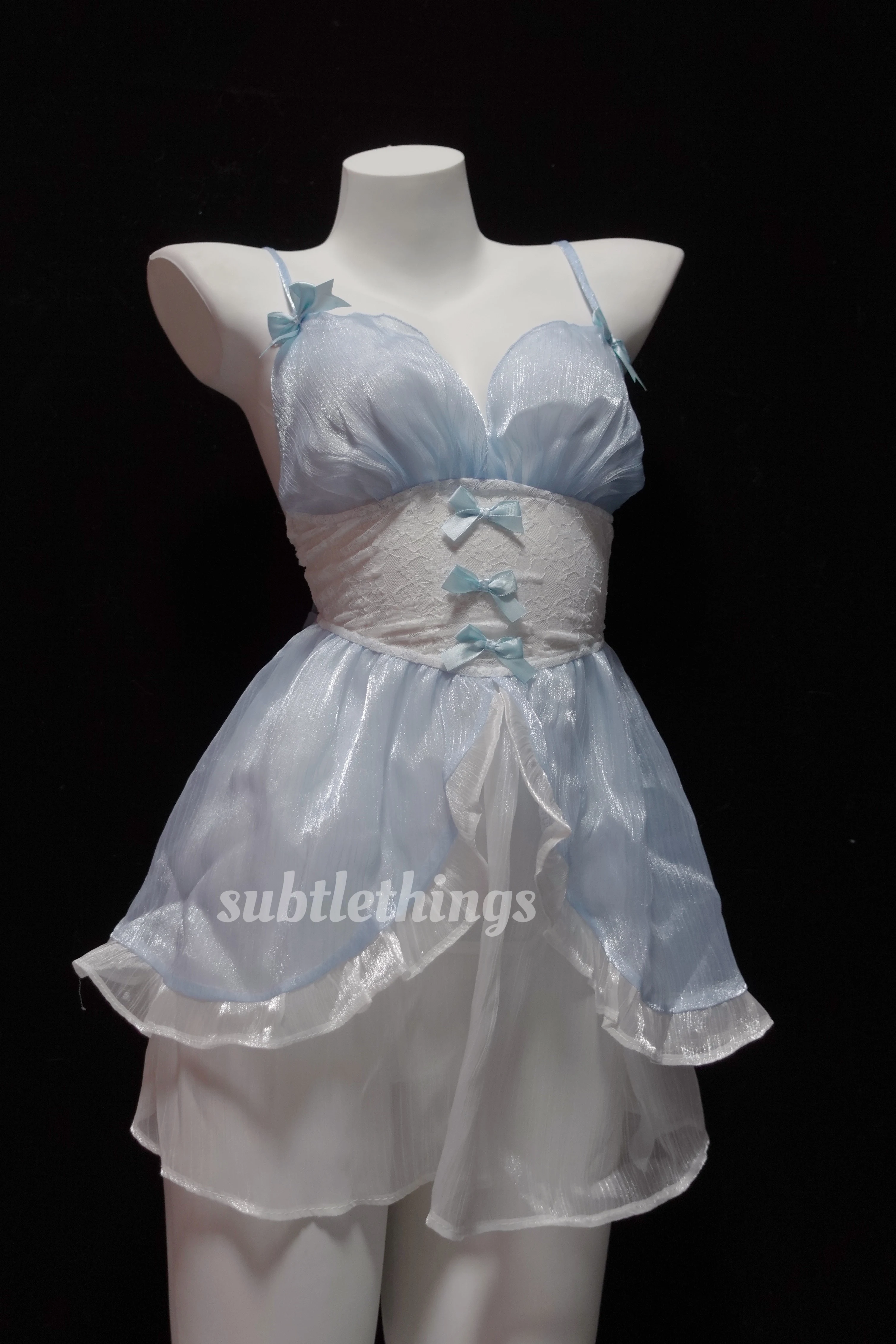 

Blue Anime Cosplay Princess Maid Dress Sexy Lingerie Slip Skirt Deep V Perspective Cute Servant Outfit Couples Erotic Costumes