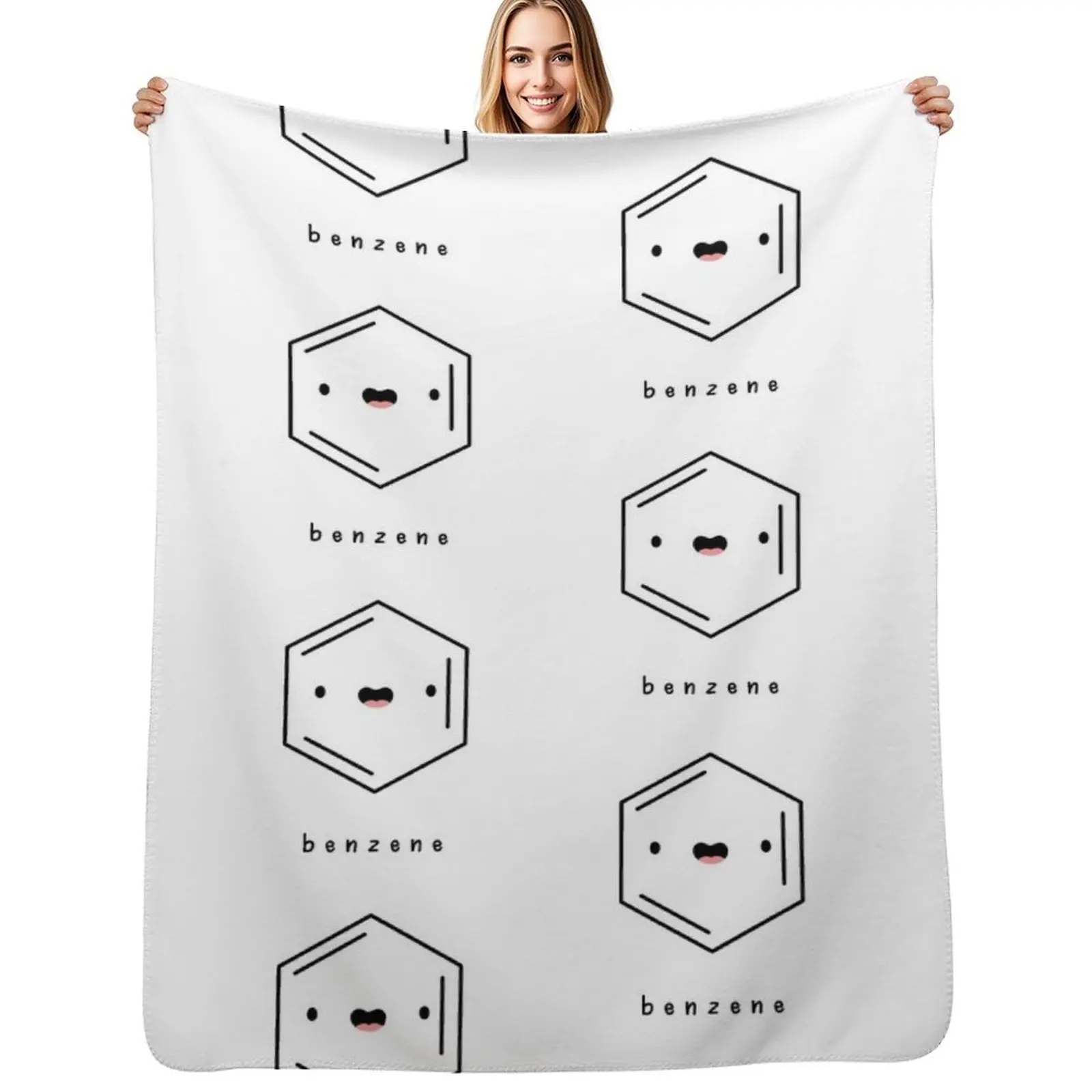 Kawaii Benzene Hydrocarbon Ring Throw Blanket Plush Fuzzy Cozy Blanket for Couch Sofa