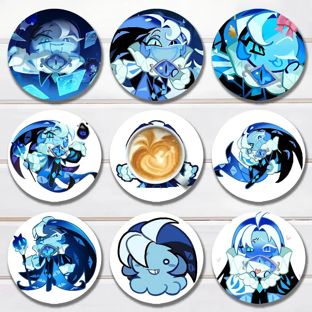 

Run K-kingdom Shadow Milk Cookie Heat Resistant Round Wooden Coasters Non-slip Drink Cafe Decoration 2D Flat Color Print Coaster