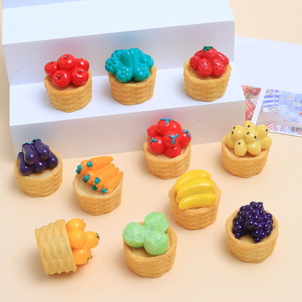 

6pcs Mini Fruit Basket Models Realistic House Vegetables Accessories Decorative Food Ornaments for DIY Miniature House