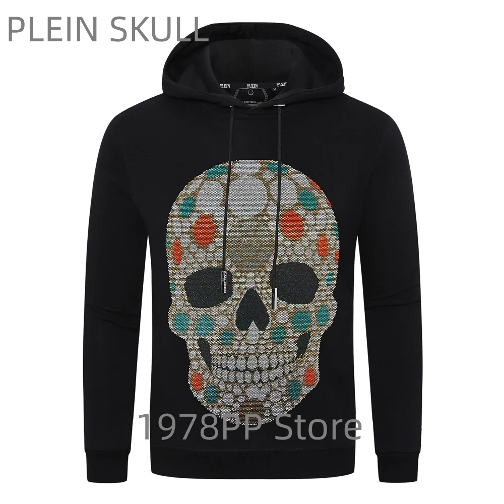 Plein Skull  Spring and Autumn  Hoodie Men's Personalized Slimming Long Sleeve Coat High Street Sports Skeleton pattern hoodie