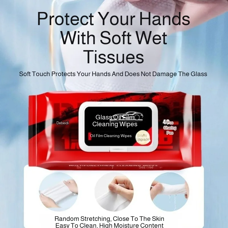 مناديل مبللة صديقة للبشرة، طبقة إزالة الشحوم من الورق، إزالة ناعمة من الغبار، مناديل زجاجية مقاومة للماء، طبقة تنظيف زجاجية