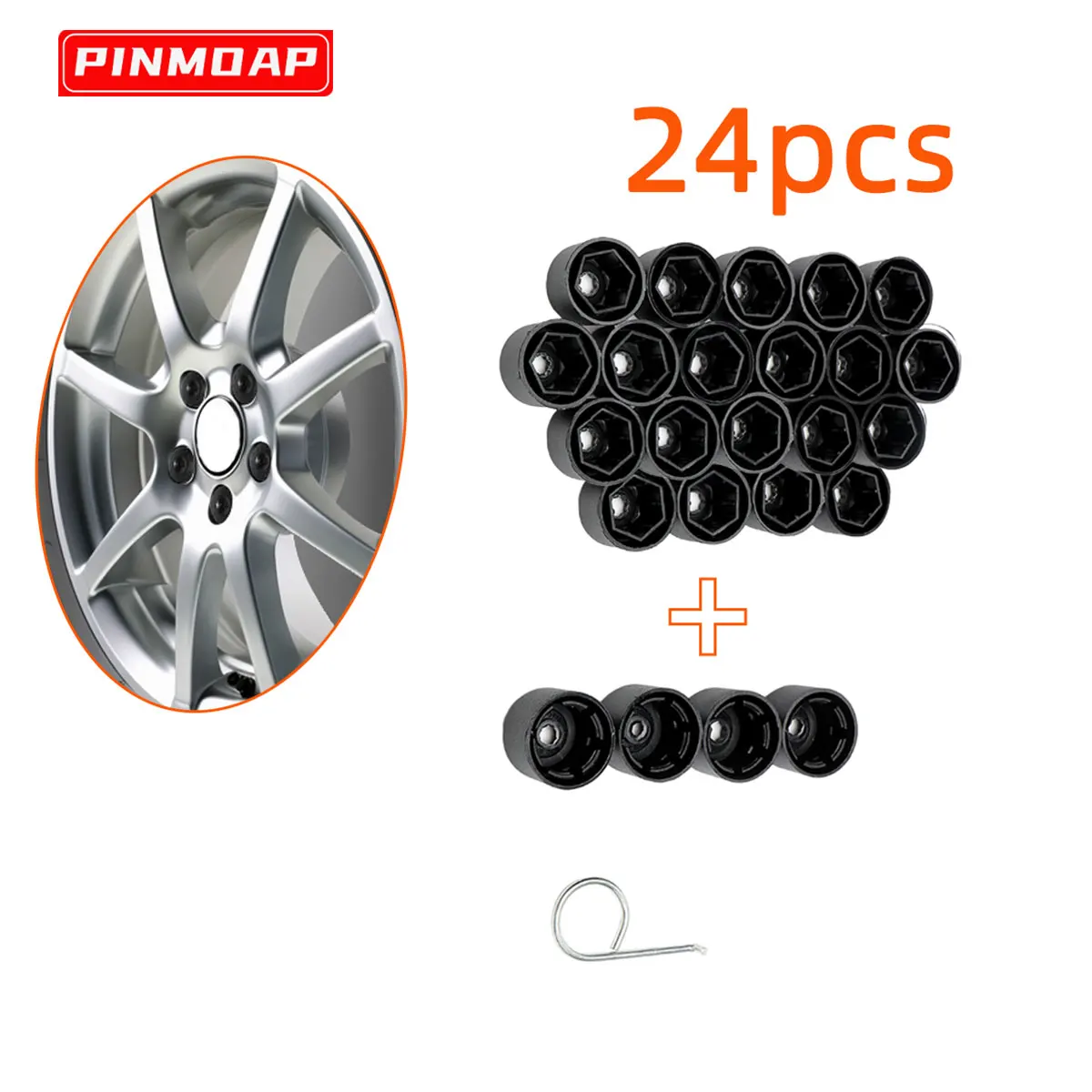 24Pcs 17mm Bolt Covers Car Wheel Cover Hub Nut Cap Auto Tyre Screws Exterior for Volkswagen VW Golf MK4 Protection Accessories