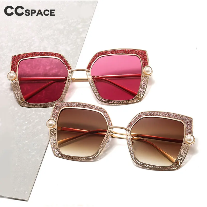 46548 Women Luxury Sunglasses Pearl Hollow Fashion Brand Shades Uv400 Vintage Cat Eye Glasses