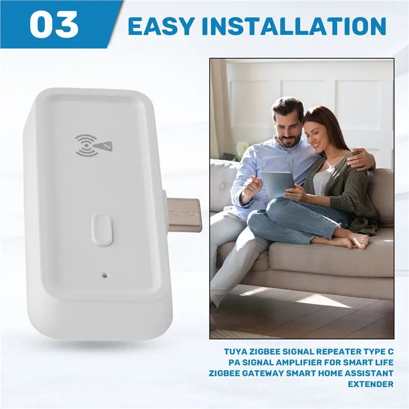 AT82-Tuya Zigbee Signal Repeater Type C PA Signal Amplifier For Smart Life Zigbee Gateway Smart Home Assistant Extender