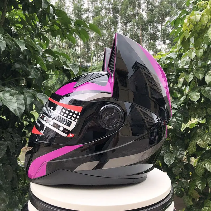Cat Ears Motorcycle Helmet Full Helmet Four Seasons Universal Off-Road Running Helmet Men's and Women's Hard Hats Casco Moto
