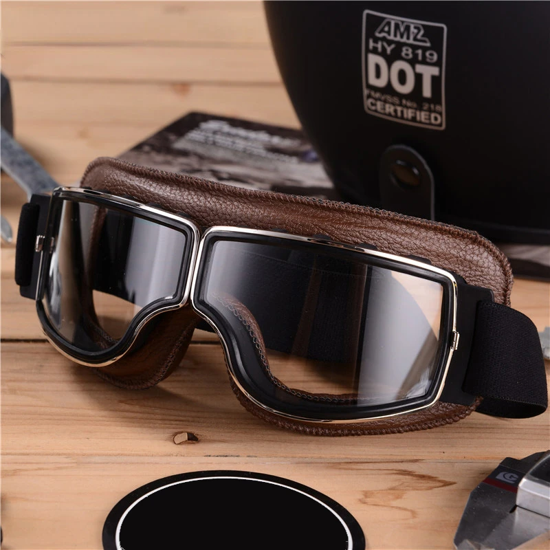 HVA Retro Motorcycle Goggles Ski Glasses Motocross Sunglasses Vintage Eyewear Helmet Cycling Racing Cafe Racer Chopper MTB ATV