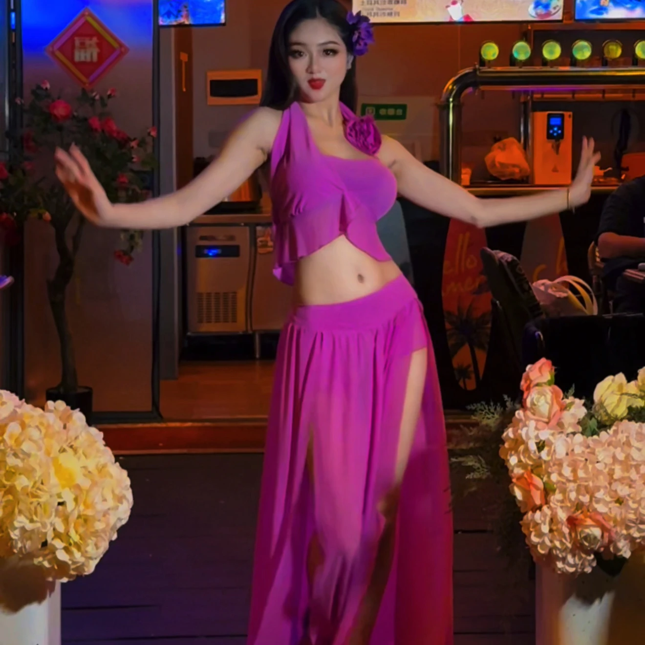 

Костюм для танца живота 2025, высококачественный сексуальный сетчатый комплект для взрослых женщин, темпераментный костюм для похудения, восточный танец, профессиональный костюм для выступлений