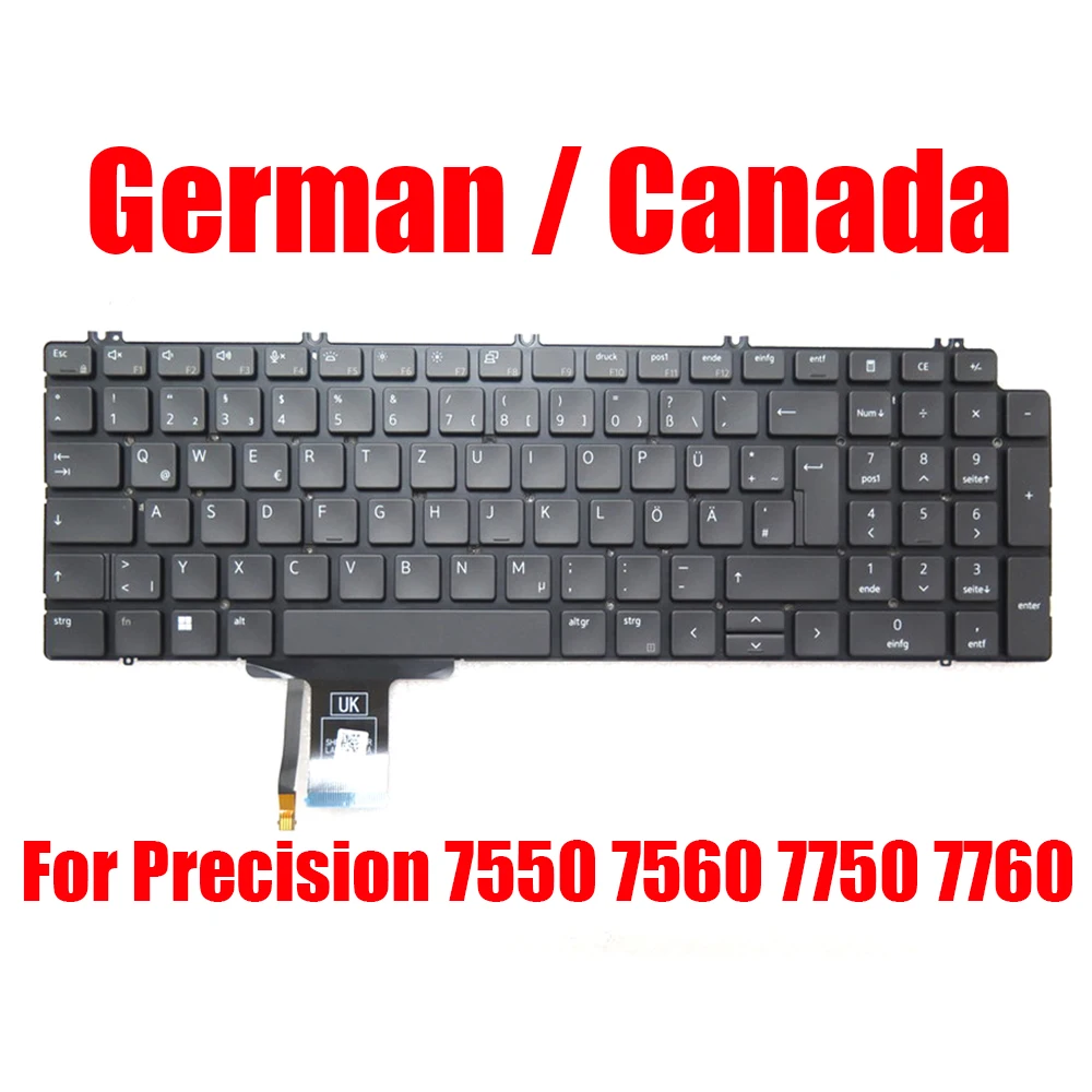 

GR CA Keyboard For DELL For Precision 7550 7560 7750 7760 0NN0MK NN0MK 0H6DF7 H6DF7 PK132V72B16 German Canada With Backlit New