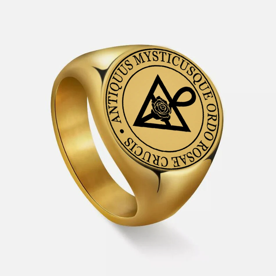 حار بيع Ordem Rosacruz AMORC Ring Ordo Rosae Crucis Antiquus Mysticusque تميمة تعويذة الليزر قطع الفولاذ المقاوم للصدأ خواتم