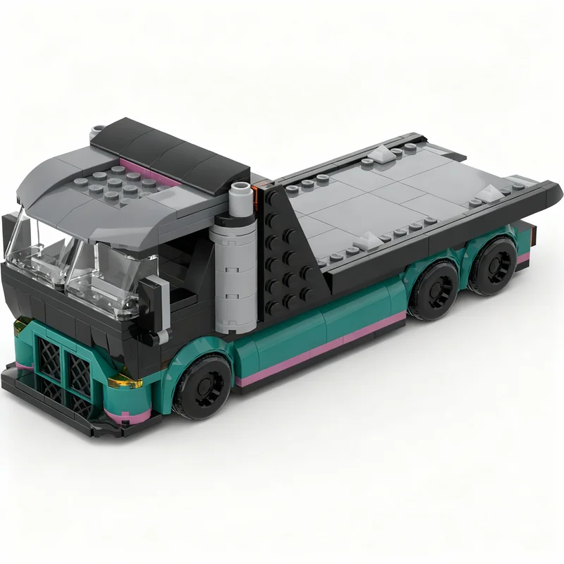 337 pièces MOC MOD Camion porte-voitures City Champions, Blocs de construction, Jouet de construction, Cadeaux de Noël, Idée créative DIY, Briques