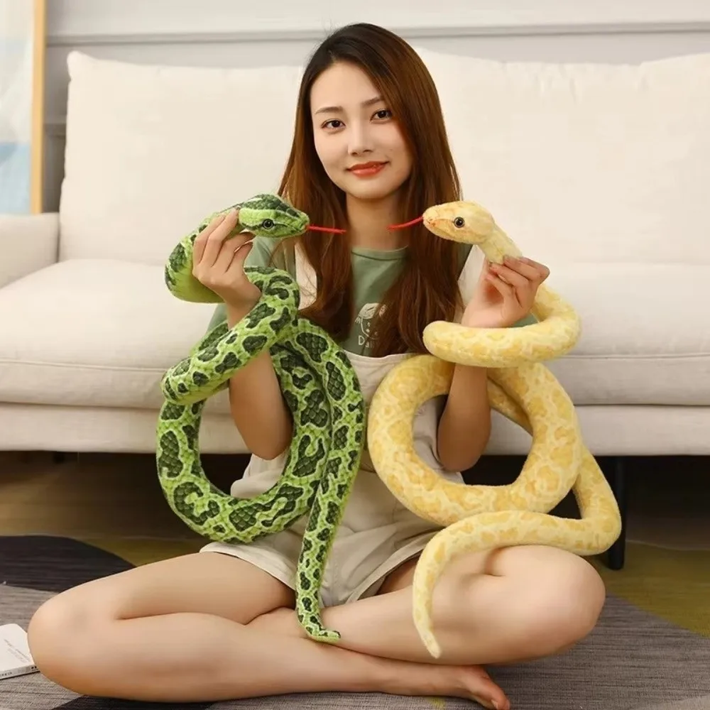 Funny Soft Simulation Snakes Plush Toy Giant Lifelike Stuffed Snake Doll Vivid Colorful Safe Stuffed Animal Snake Game Props