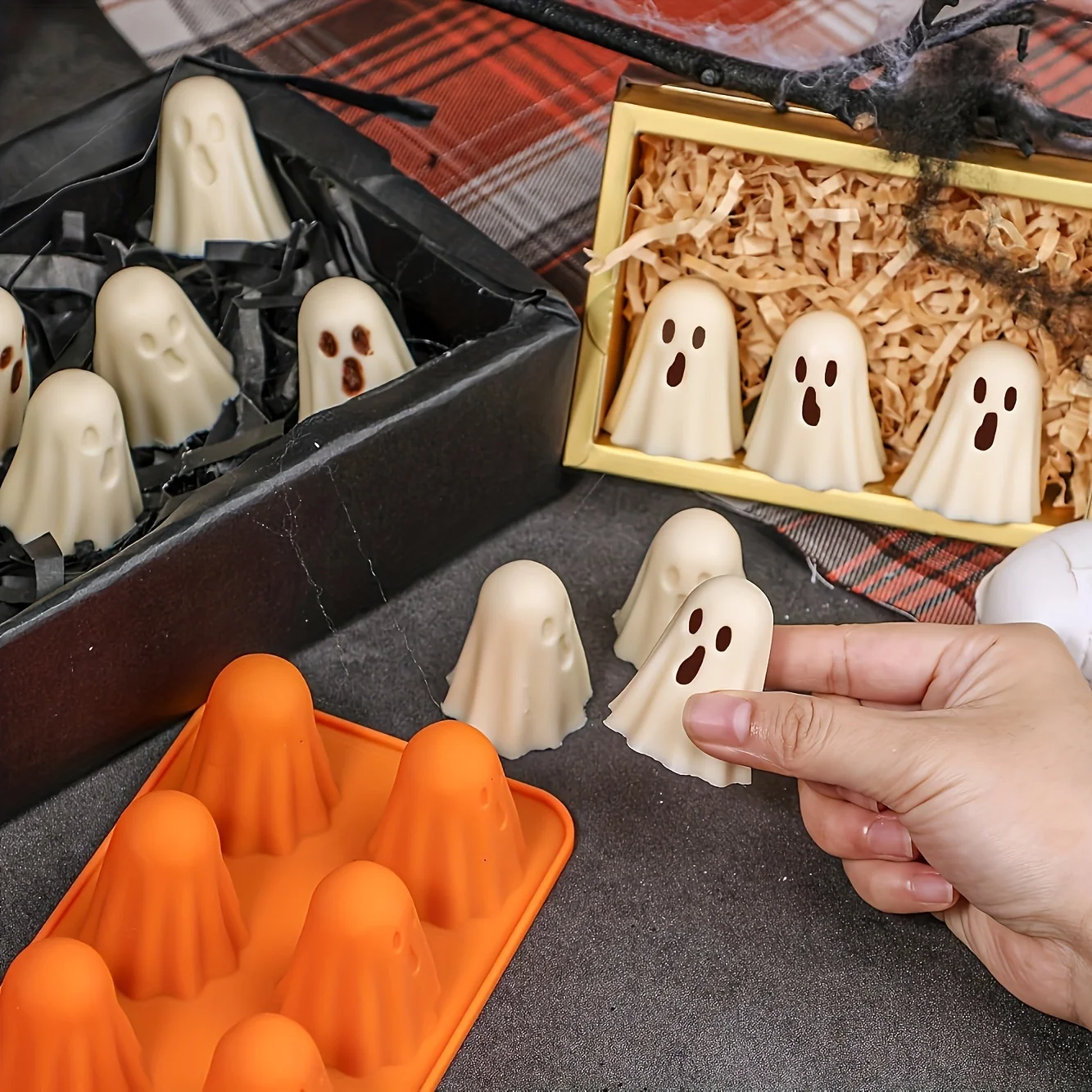 Forma silikonowa 2 szt./1 szt., forma do kostek lodu, forma do czekolady i cukierków, silikonowa forma na Halloween do galaretek, czekolady, cukierków, kredki, żywicy