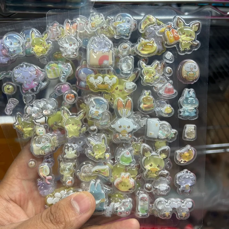 4 pegatinas 3D estereoscópicas de Pokémon Pikachu de dibujos animados, para decorar cuadernos, coleccionar, manualidades, decorar fundas de teléfono, regalos