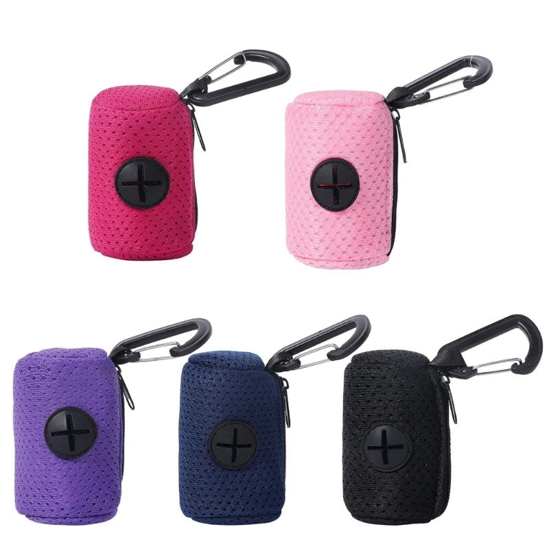 Dog Poop Bag Dispenser Hangable MeshFabric Pet Poop Bag Holder Practical Trash Bag Dispenser for Pet Walking Training Dropship