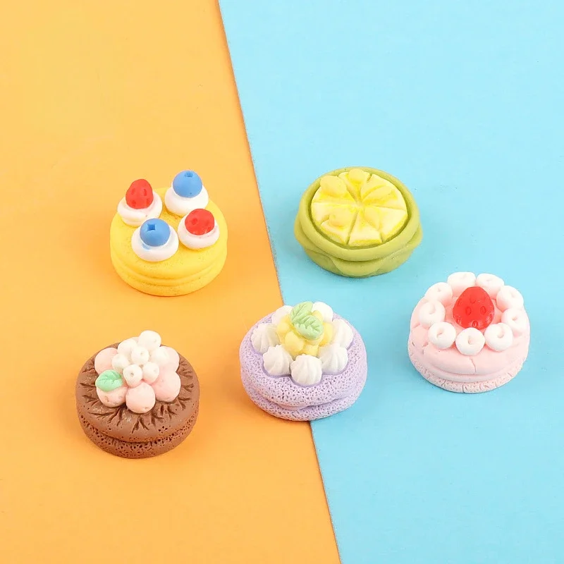 10pcs Kawaii Resin Mini 3D Fruit Cake Decorative Sculpture Statues Figurine Dollhouse Miniature Items Things Figures Room Decor